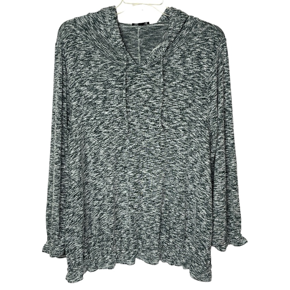 Lane Bryant Hooded Pullover Gray and White Long Sleeve Womens 14/16‎
